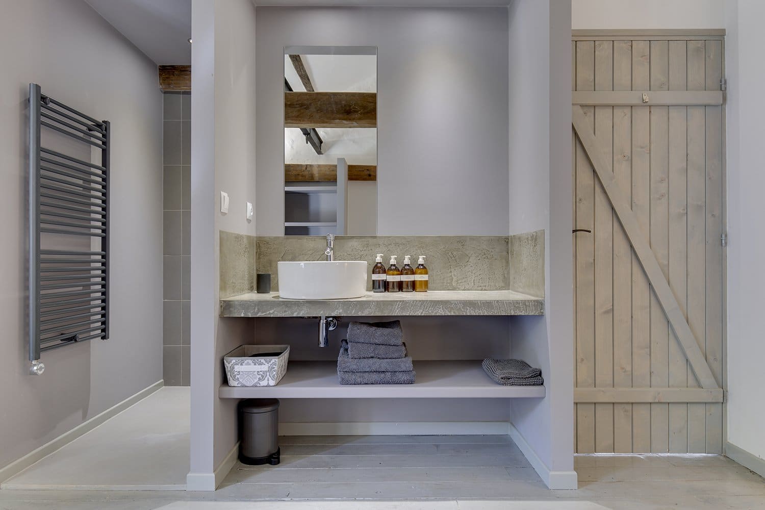 Beautiful gite bathroom area with luxury towels and products