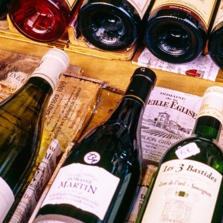 French wine bottles