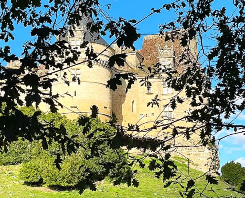 French chateau on the hill in the Dordogne
